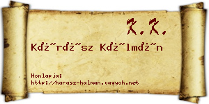 Kárász Kálmán névjegykártya